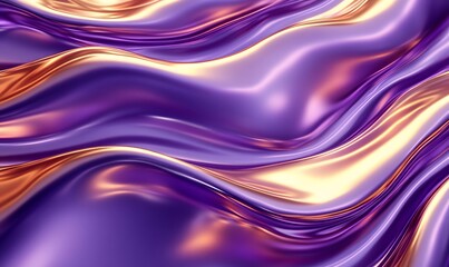 Poster - Abstract purple and gold wavy silk background with fluid motion effect