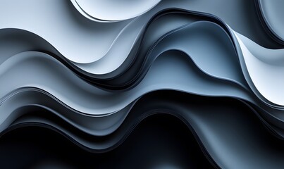 Poster - Abstract flowing waves with shades of grey and subtle texture for background