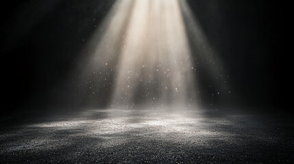 Aufkleber - A beam of light shining through the dark, creating a mystical atmosphere with floating particles in the air, symbolizing hope, inspiration, and divine presence.