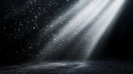 Aufkleber - A beam of light shines through the dark, illuminating floating dust particles in the air, symbolizing inspiration, clarity, and a sense of mystery or divine presence.