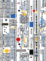 Aufkleber - Geometric abstraction with dots and lines, vivid color spectrum, pattern