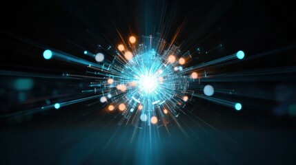 Poster - Dynamic energy burst abstract visualization digital art dark background close-up conceptual representation