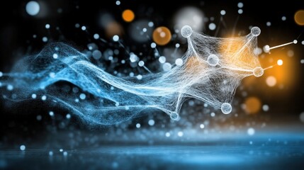 Poster - dynamic flow of energy particles abstract environment digital art futuristic setting macro viewpoint