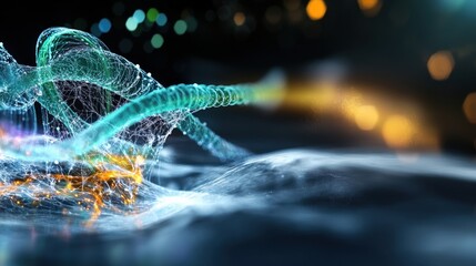 Poster - Dynamic fluid motion abstract art digital illustration virtual environment close-up conceptual technology