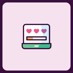 Fototapete - laptop screen displaying heart icons and loading bar