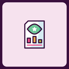 Poster - Performance Review Icon with Eye Star and Bar Graph Illustration