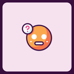 Poster - Confused emoticon with question mark, flat design icon