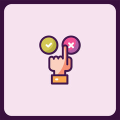 Poster - Hand Choosing Between Check Mark and Cross Icon