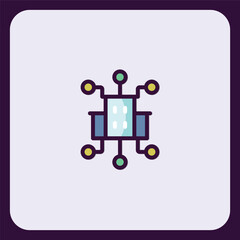 Poster - Stylized smart city network connectivity icon with node connections around building