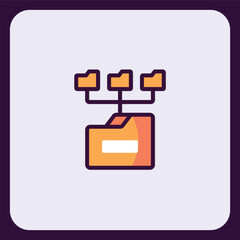 Poster - Stylized Folder Icon Illustrating Networked Data Connection with Subfolders