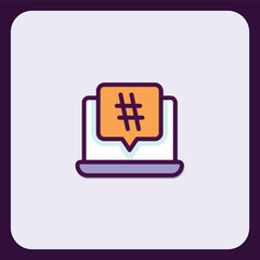 Poster - Illustration of hashtag icon design with laptop, for social media use