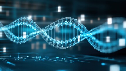 Poster - Exploring the intricacies of dna structure in a digital landscape science visualization futuristic environment