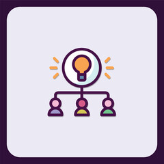 Poster - Teamwork solution or business ideas concept. Light bulb with teamwork, creative and collaboration icon