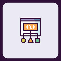 Fototapete - abstract coding interface icon, programming structure, web development diagram