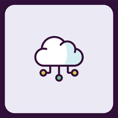 Poster - Stylized cloud computing icon representing connected networks and data flow