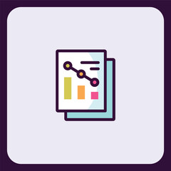 Poster - Stylized Business Report Icon with Chart and Graph Elements Illustration