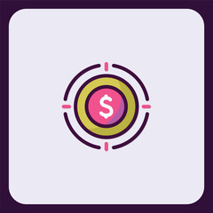 Aufkleber - Financial focus concept with dollar symbol in target vector illustration