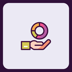 Poster - Colorful icon representing data analysis and presentation on support hand