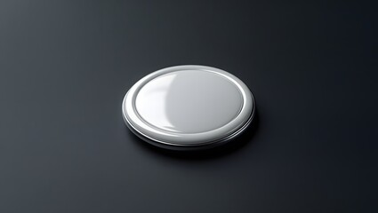 Poster - Shiny Button: An elegant, metallic button glistening on a dark, sleek surface, hinting at possibilities of functionality and a modern, minimalistic aesthetic.