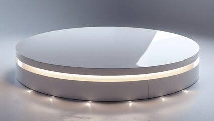 Poster - Illuminated Display: A modern, sleek, and minimalistic circular display platform with integrated lighting. Its smooth surface and understated elegance make it perfect for showcasing products.