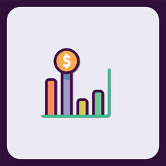 Poster - Colorful financial growth diagram with dollar coin, business infographic design