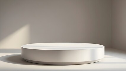 Poster - elegant platform: a minimalist round platform is bathed in soft light and shadow, ideal for showcasi