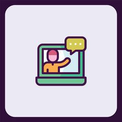 Poster - Online communication and virtual interaction on a notebook icon display