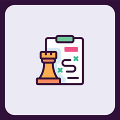 Poster - Strategic planning icon with chess piece and document with tasks outline