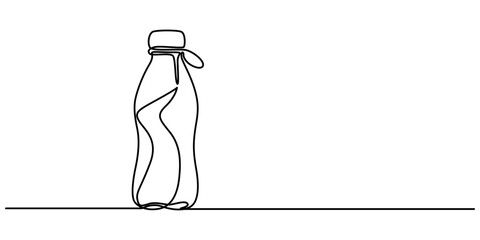 Fototapete - Continuous Line Drawing of Water Bottle Icon. Hand Drawn Symbol Vector Illustration, Continuous one line drawing of water drink bottle. Sports water bottle single line vector illustration, Plastic.
