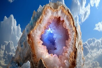 Poster - A magical canyon filled with glowing crystals embedded in the rock walls, casting a soft ethereal light