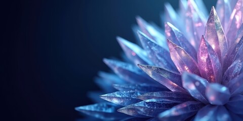 Poster - Vibrant Crystal Shards with Magical Reflections in Blue Background