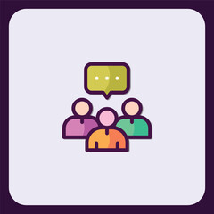 Poster - Icon showing team collaborating with message bubble for teamwork concept