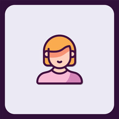 Poster - Stylized woman avatar with blonde hair icon for profiles and apps