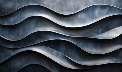 Poster - Abstract metallic waves creating a flowing pattern background with a modern style