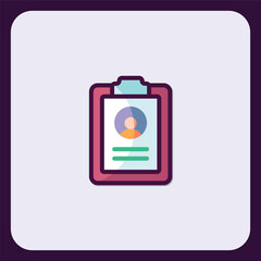 Poster - Stylized depiction of identification card or profile icon on clipboard element