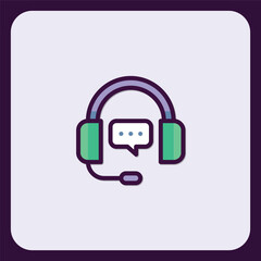 Poster - Customer service headset icon for communication and technical support