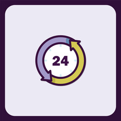 Poster - Twenty-Four Hour Service Icon Symbolizing Constant Support and Availability