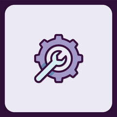 Poster - Gear and Wrench Icon: Technical Support and Maintenance Solution
