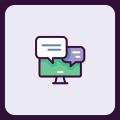 Poster - Online Communication and Feedback Icon:  Monitor Displaying Chat Bubbles and Messages