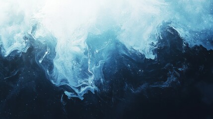 Abstract blue and white fluid art with swirly shapes and movement