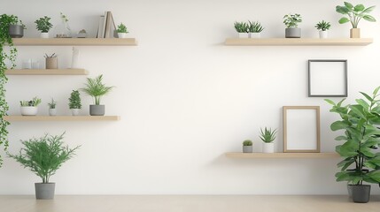 Aufkleber - Modern shelving unit featuring various indoor plants in stylish pots enhancing home decor aesthetics : Generative AI