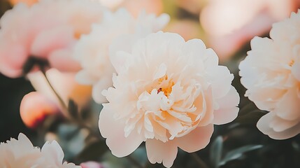 Poster - Stunning close-up of soft pink peony flower petals under gentle sunlight : Generative AI