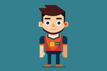 Poster - A colorful illustration of a male character with exaggerated proportions, ready for customization, Pay attention Customizable Disproportionate Illustration