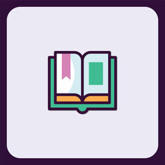 Poster - Open Book Icon with Bookmark and Color Blocks Design Element