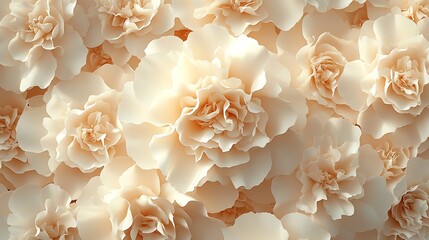 Poster - Beautiful Layered Floral Background of Cream and Peach Colored Roses : Generative AI