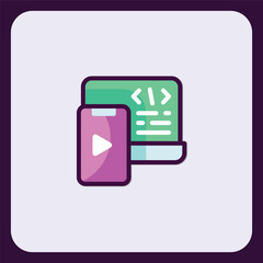 Poster - Laptop and Mobile App Icon: Seamless Coding and Video Tutorials