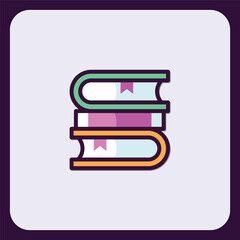 Poster - Stack of Three Colorful Books Icon for Education and Literacy
