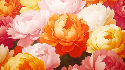 Poster - Beautiful arrangement of colorful peony flowers showcasing vibrant blooms in various shades for decor : Generative AI