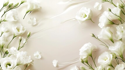 Poster - Elegant composition of white flowers delicately arranged on a soft textured background : Generative AI