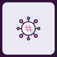 Poster - Hashtag Network Connection Icon: Social Media Integration Symbol